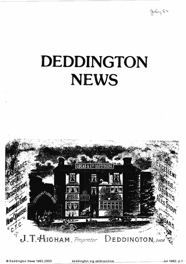 Deddington News July 1982, p.1