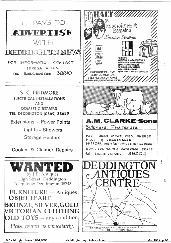 Deddington News March 1984, p.26