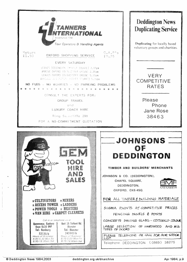 Deddington News April 1984, p.9