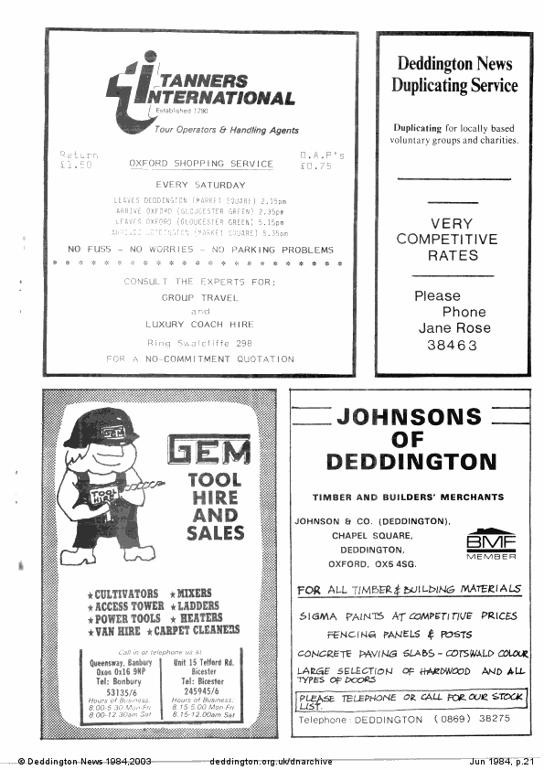 Deddington News June 1984, p.21