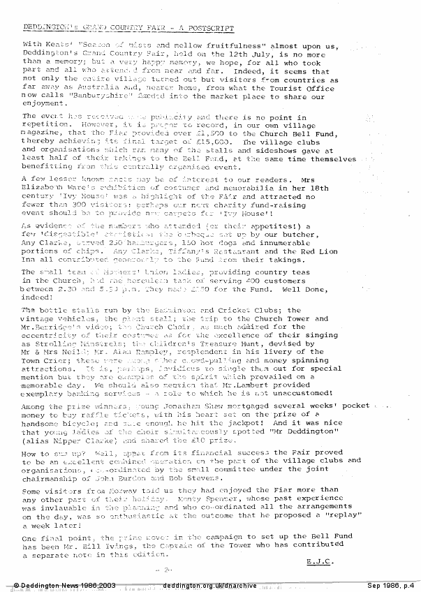 Deddington News September 1986, p.4