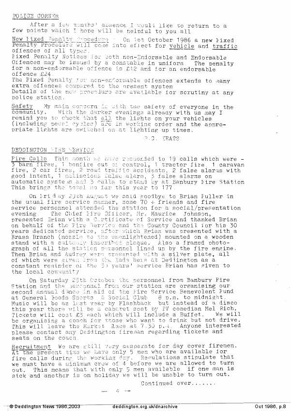 Deddington News October 1986, p.8