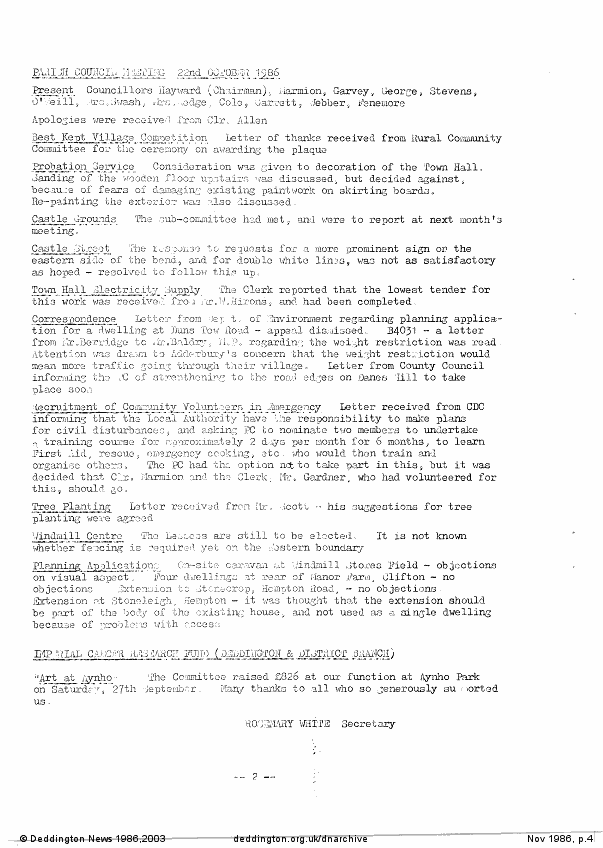 Deddington News November 1986, p.4