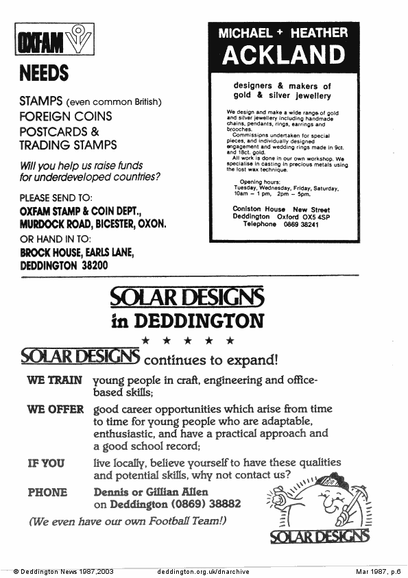 Deddington News March 1987, p.6