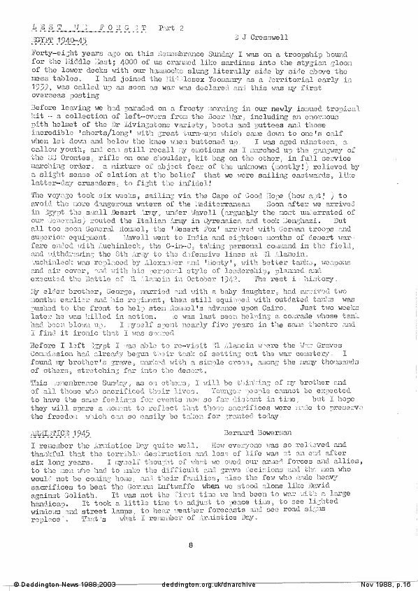 Deddington News November 1988, p.16