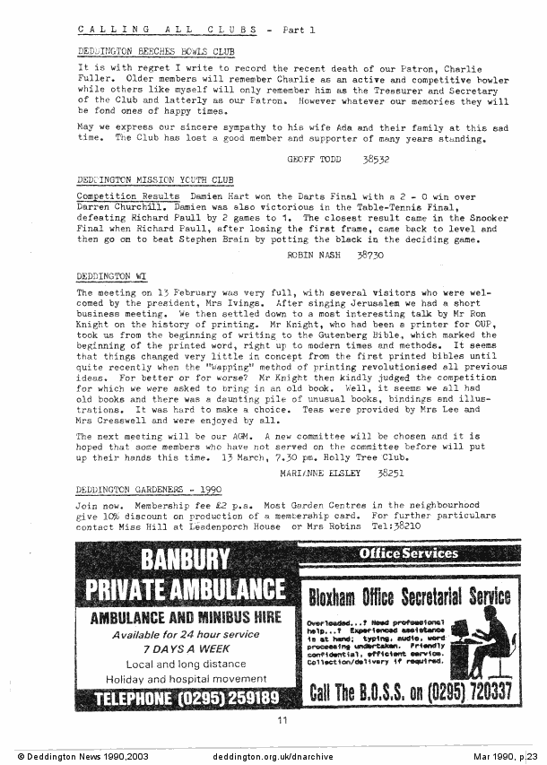 Deddington News March 1990, p.23
