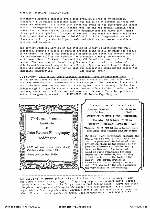 Deddington News October 1990, p.15