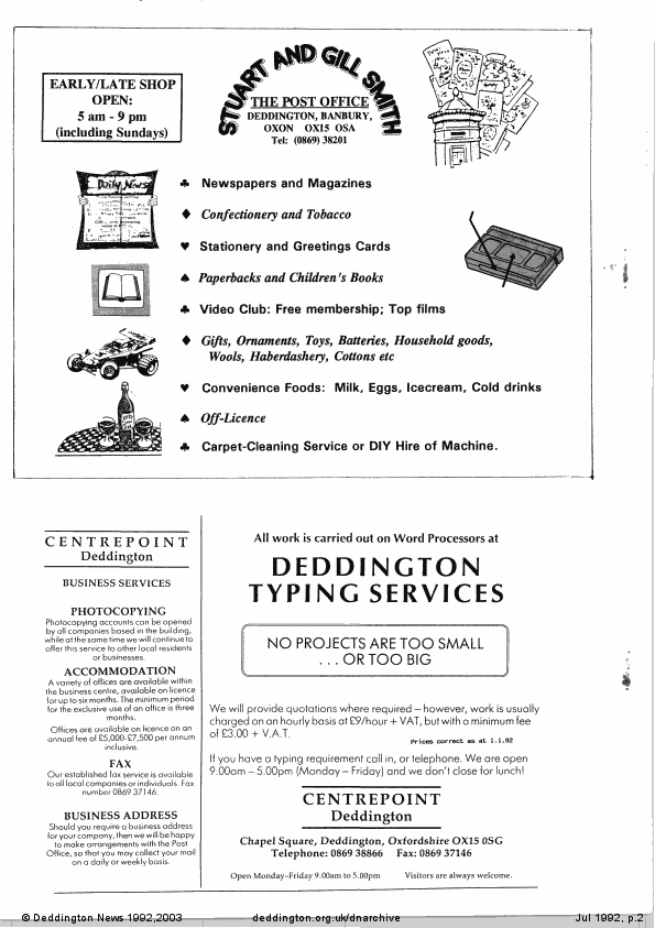 Deddington News July 1992, p.2