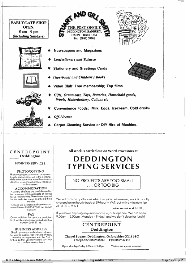 Deddington News September 1992, p.2