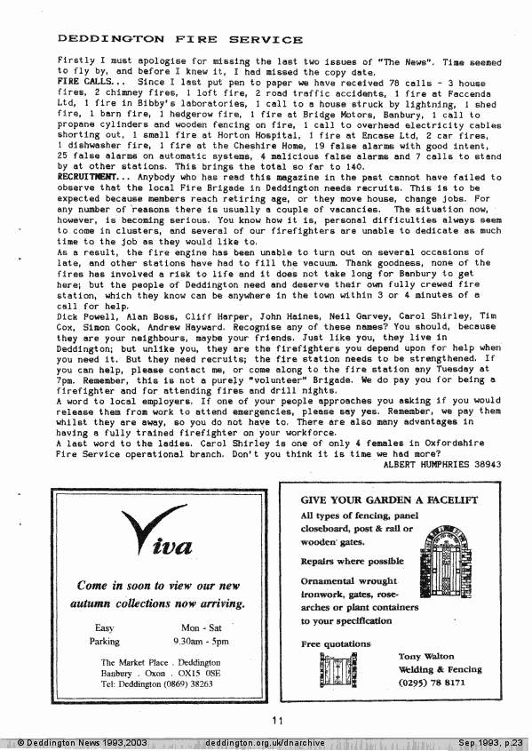 Deddington News September 1993, p.23