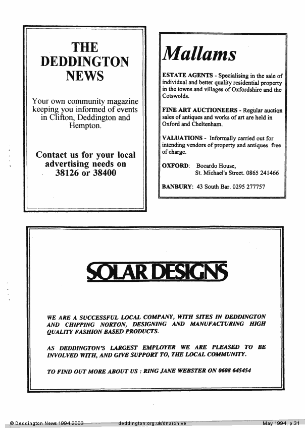 Deddington News May 1994, p.31