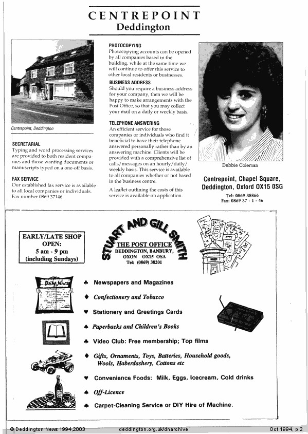 Deddington News October 1994, p.2