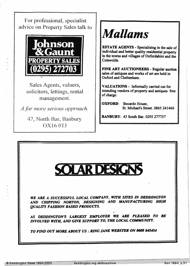 Deddington News November 1994, p.31
