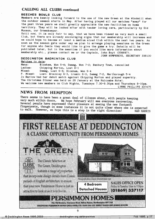 Deddington News February 1995, p.17