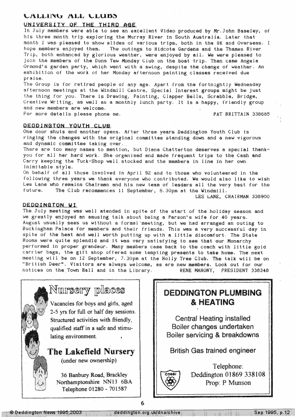 Deddington News September 1995, p.12