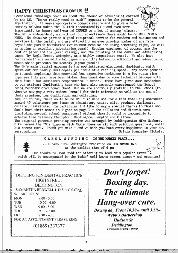Deddington News December 1995, p.7