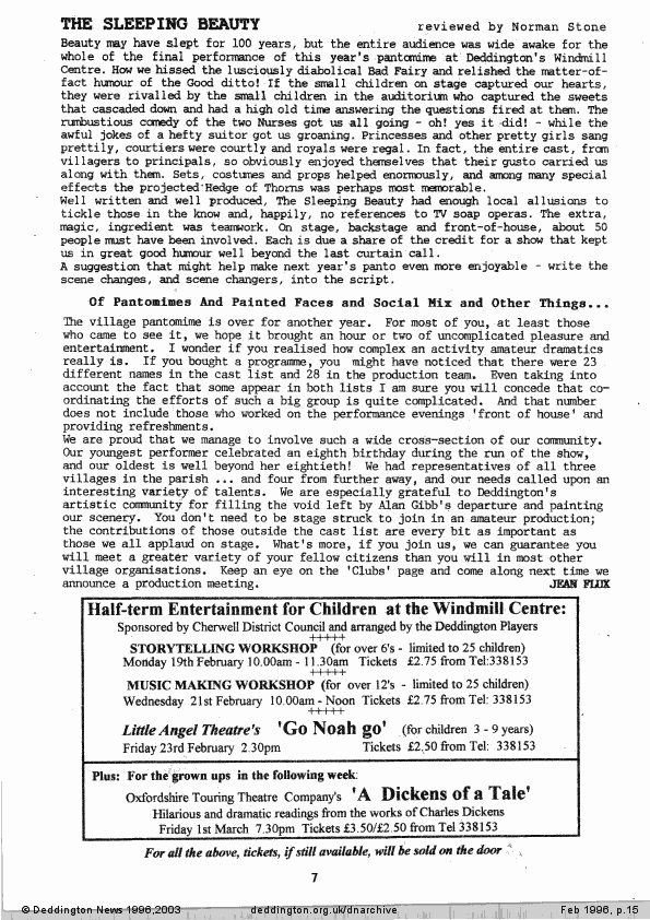 Deddington News February 1996, p.15