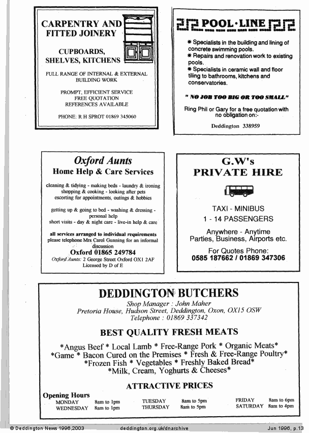 Deddington News June 1996, p.13