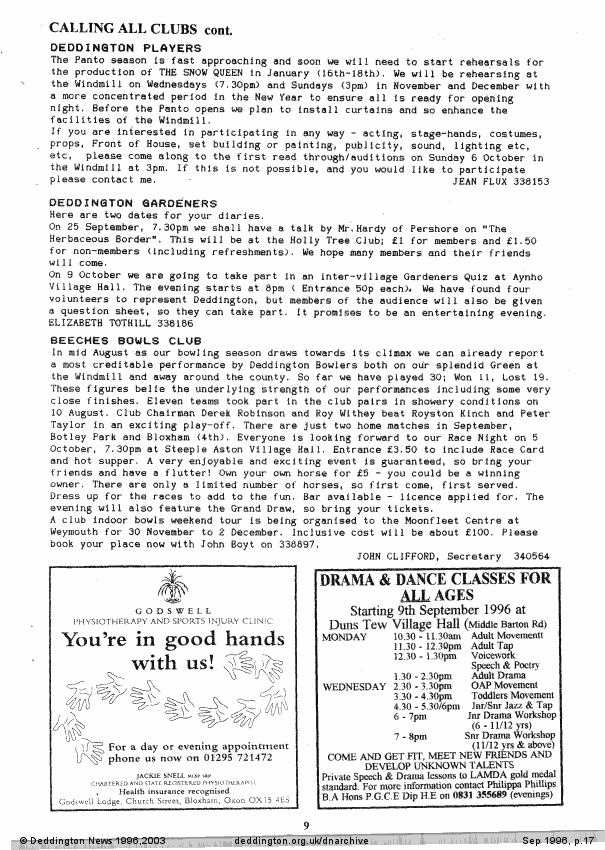 Deddington News September 1996, p.17