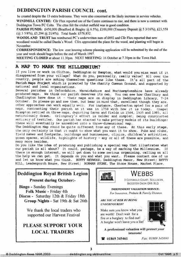 Deddington News October 1996, p.5