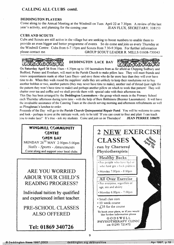 Deddington News April 1997, p.19