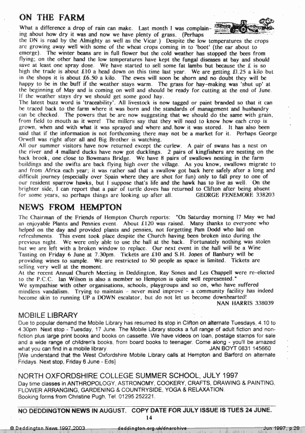 Deddington News June 1997, p.28