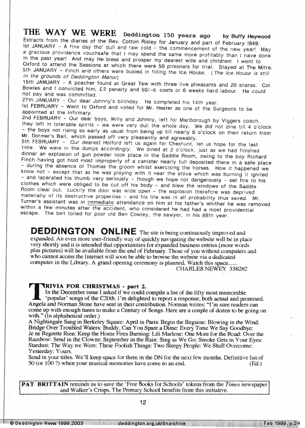 Deddington News February 1999, p.24
