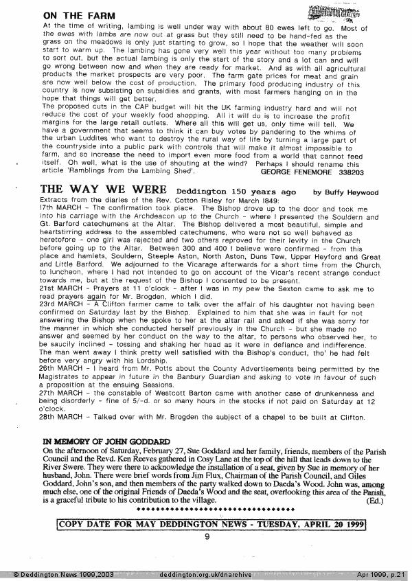 Deddington News April 1999, p.21