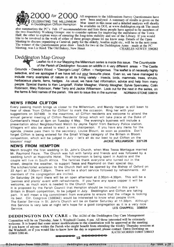 Deddington News April 1999, p.26