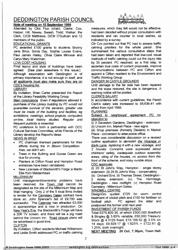 Deddington News October 1999, p.4