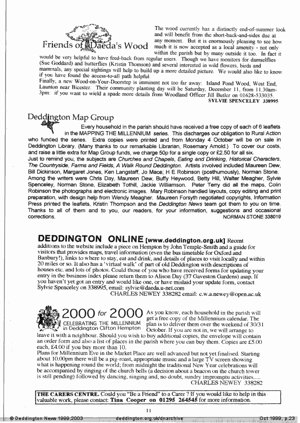 Deddington News October 1999, p.23