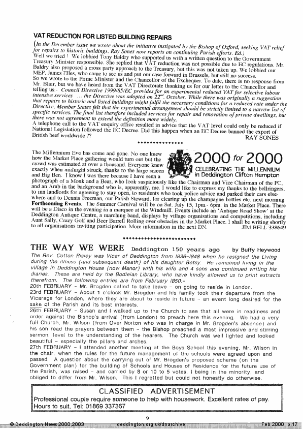 Deddington News February 2000, p.17