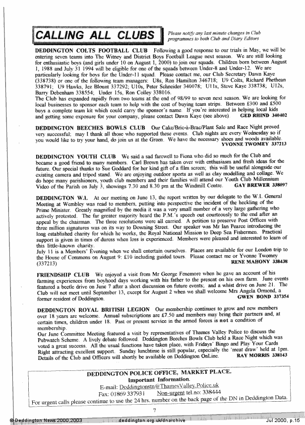 Deddington News July 2000, p.15