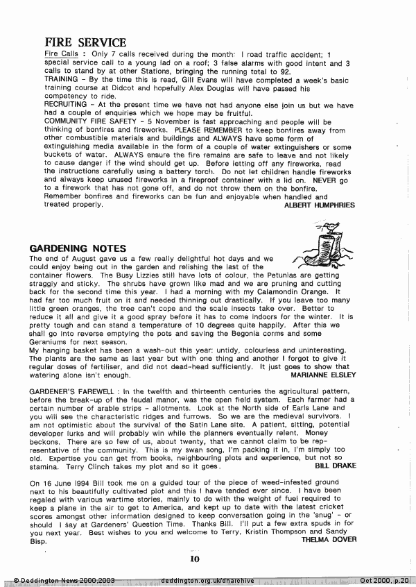 Deddington News October 2000, p.20