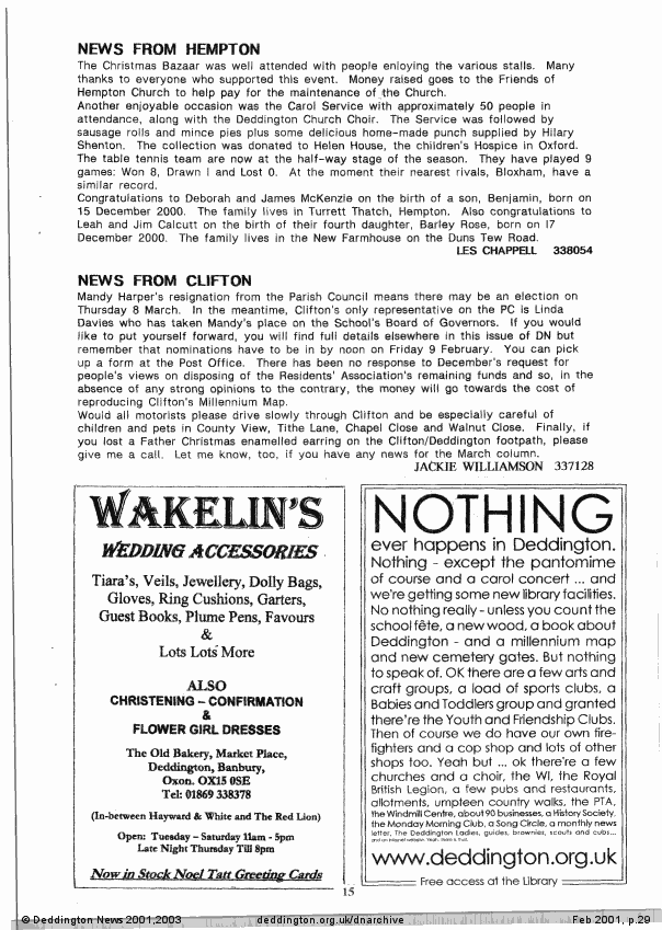 Deddington News February 2001, p.29