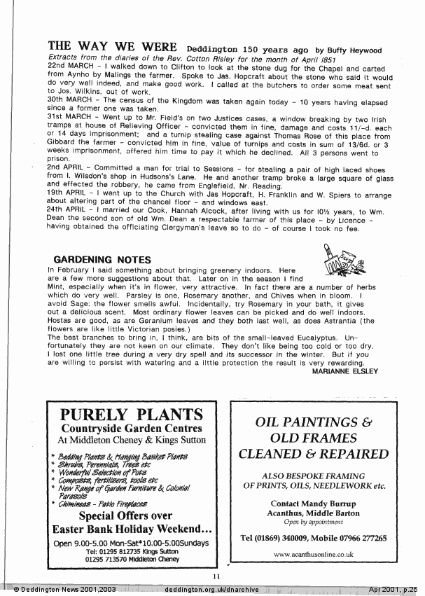Deddington News April 2001, p.25