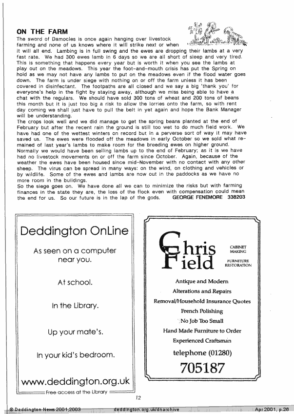 Deddington News April 2001, p.26