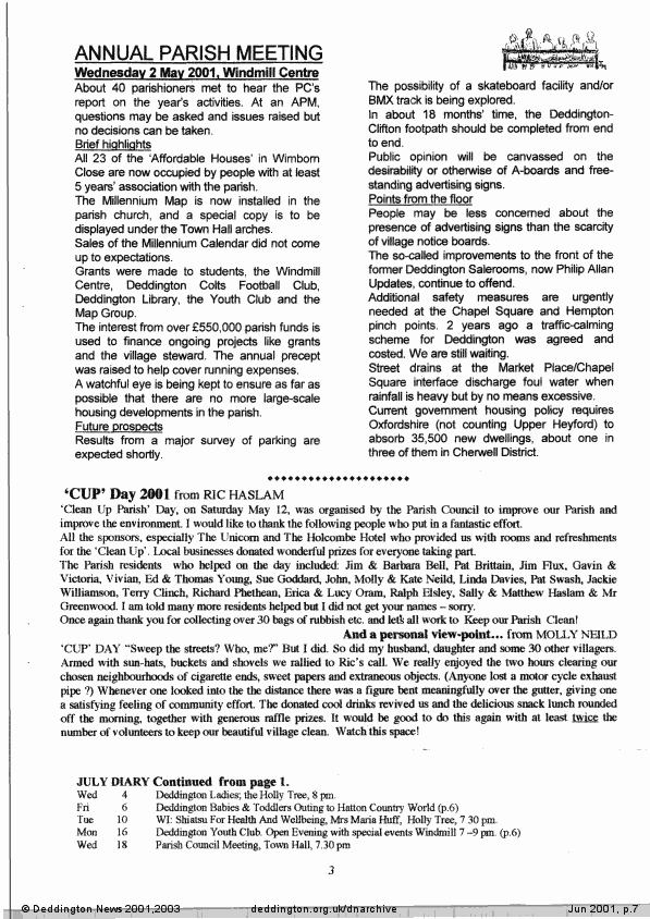 Deddington News June 2001, p.7