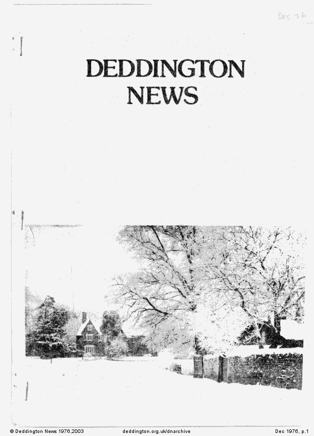 Deddington News December 1976, p.1