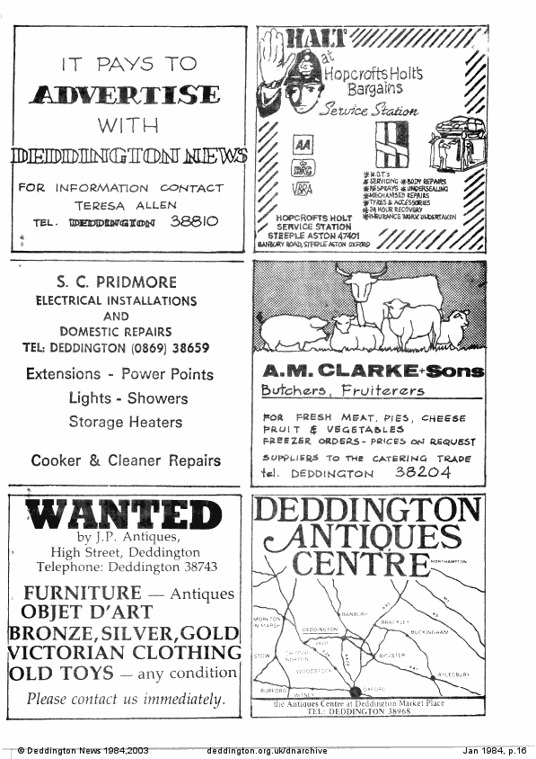 Deddington News January 1984, p.16