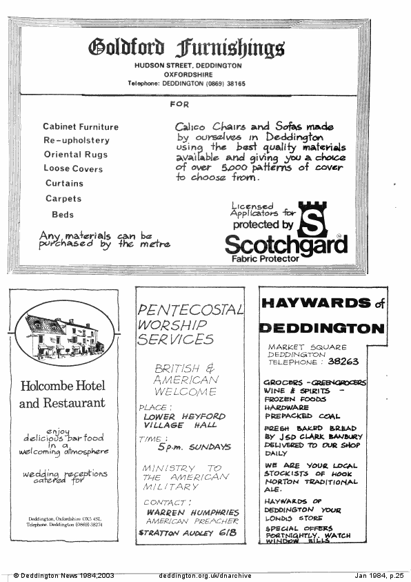 Deddington News January 1984, p.25