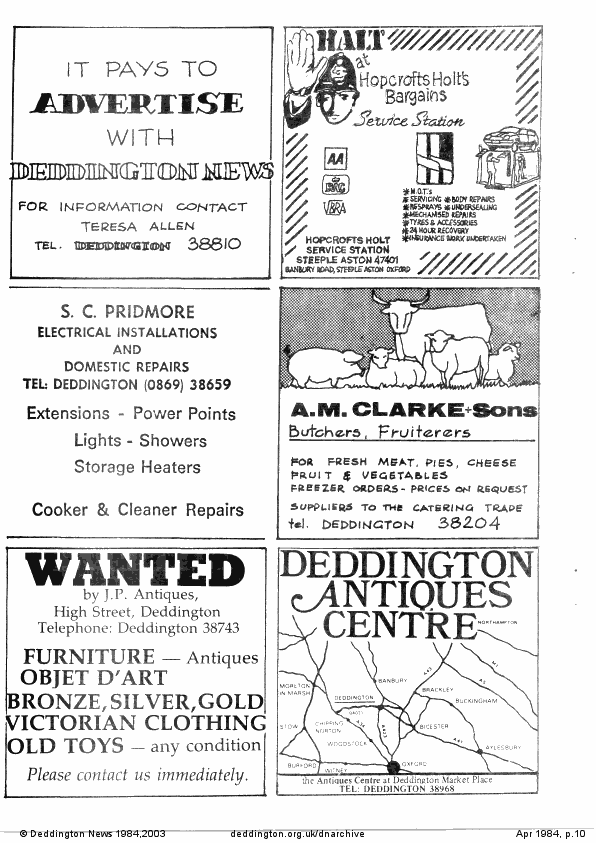 Deddington News April 1984, p.10