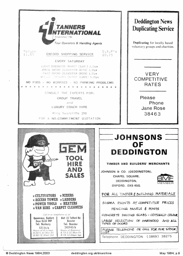 Deddington News May 1984, p.9
