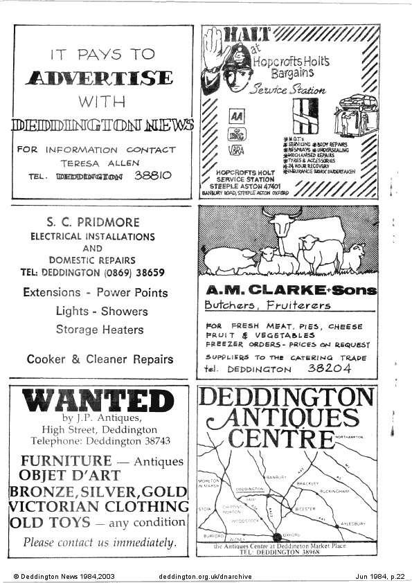 Deddington News June 1984, p.22