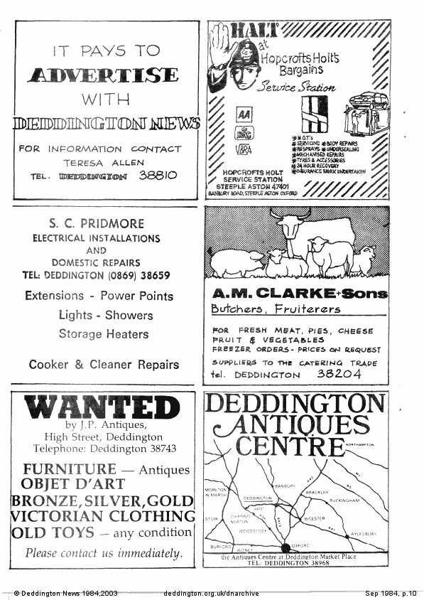 Deddington News September 1984, p.10