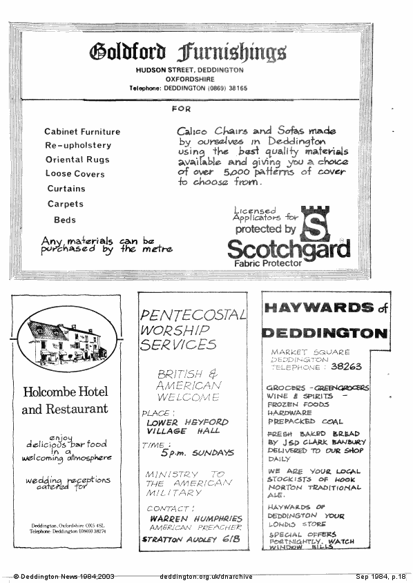 Deddington News September 1984, p.18