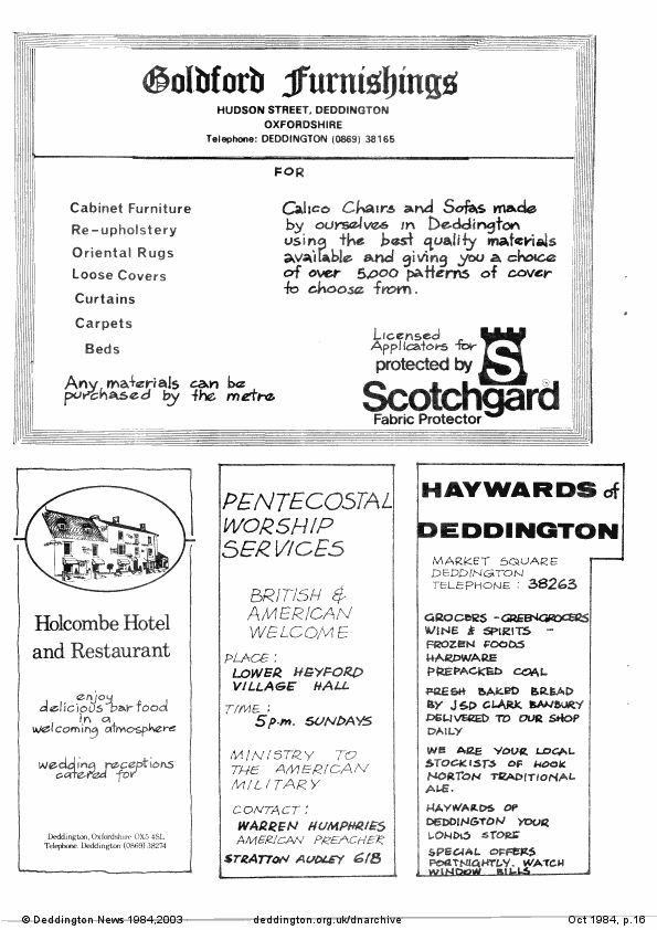 Deddington News October 1984, p.16