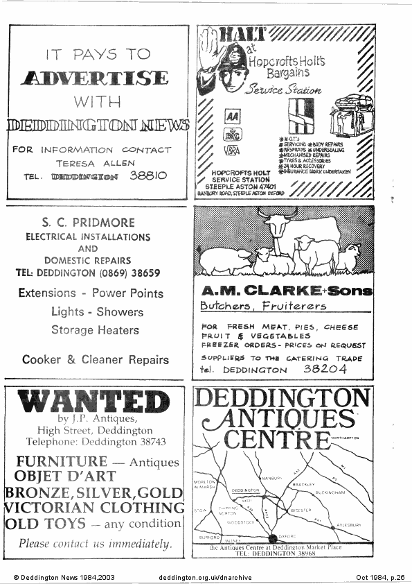 Deddington News October 1984, p.26