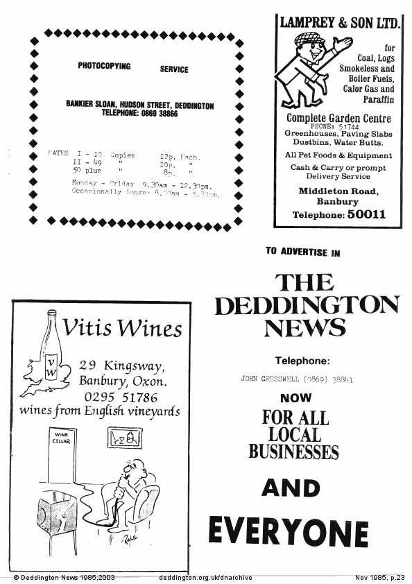 Deddington News November 1985, p.23