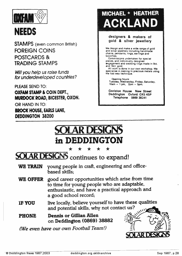 Deddington News September 1987, p.28